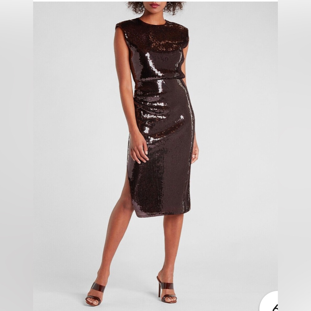NWOT EXPRESS ESPRESSO BROWN SEQUIN MIDI